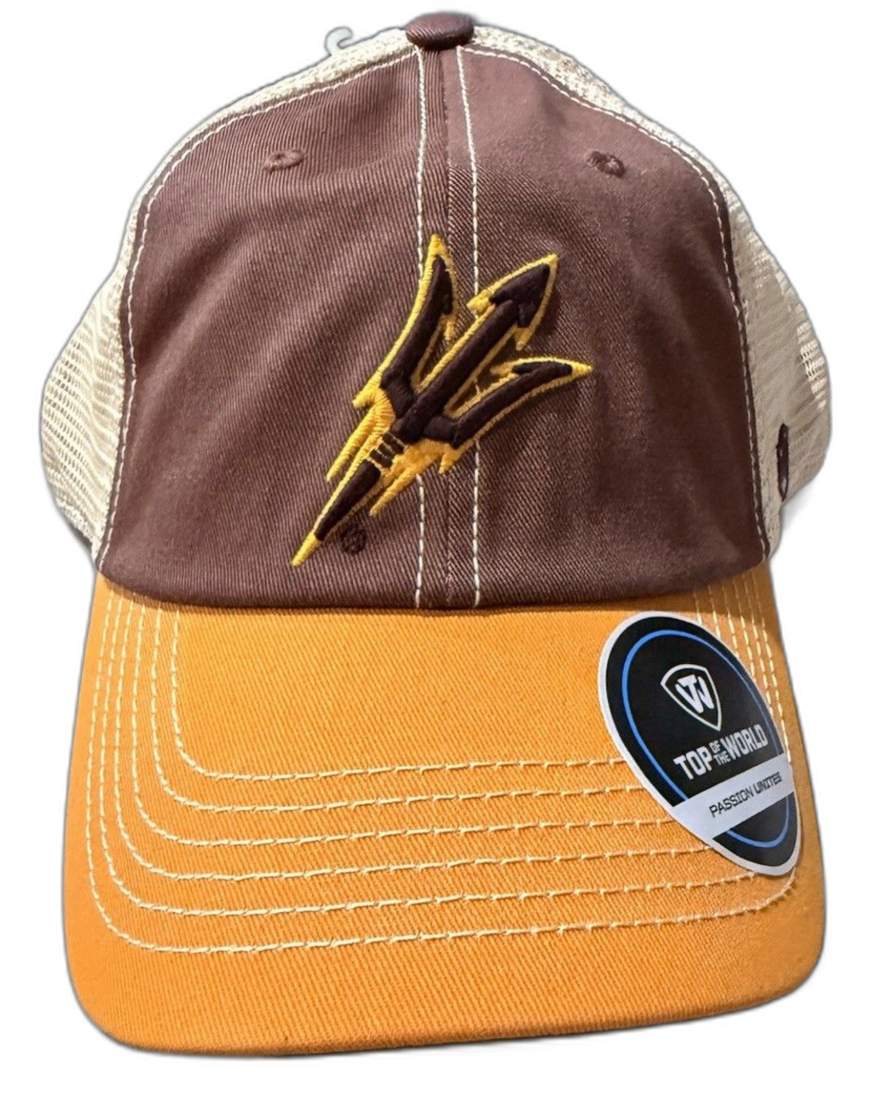 Arizona State Sun Devils Trucker Hat Brown Orange Adjustable Mesh New